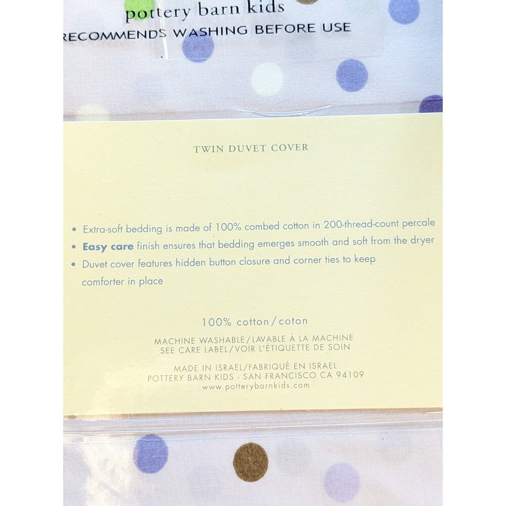 Pottery Barn Kids Polka Dot Bed Bedroom Duvet Cover Twin Purple Reversible Cute - Picture 3 of 4